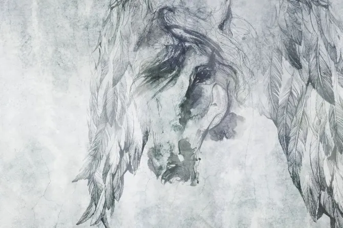 Fototapeta: Abstrakcyjny portret konia na betonowej ścianie