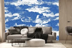 Fototapeta: Abstrakcyjny pejzaż morski w niebieskich odcieniach