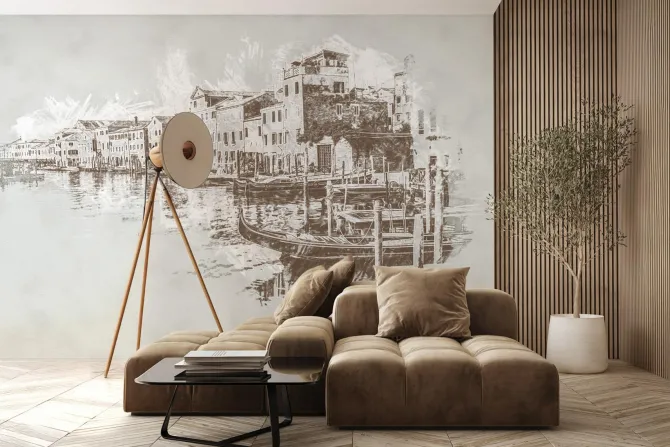 Fototapeta: Abstrakcyjny rysunek krajobrazu wenecji