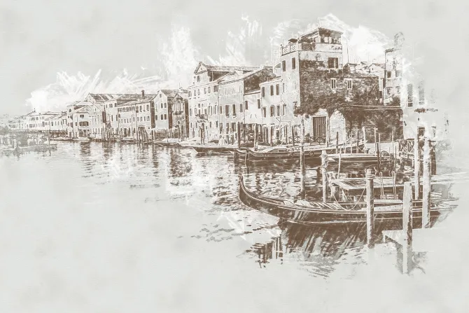 Fototapeta: Abstrakcyjny rysunek krajobrazu wenecji