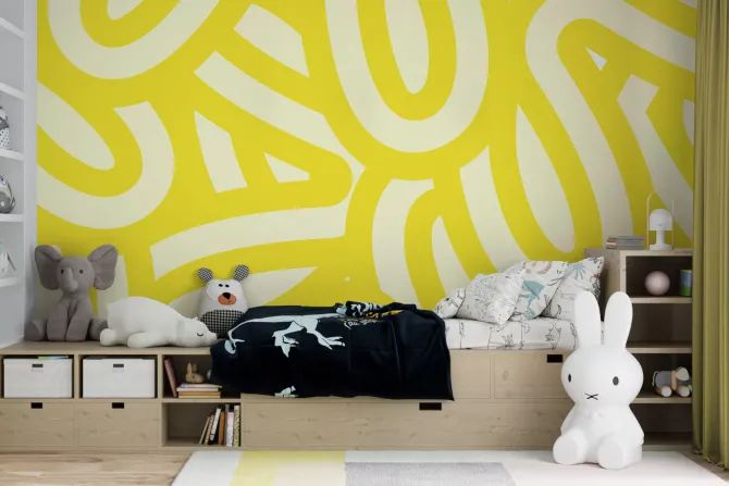 Fototapeta: Abstrakcyjny żółty wzór w nieregularne kreski