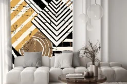 Fototapeta: Abstrakcyjny wzór z kołami i geometrycznymi paskami