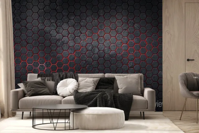 Fototapeta: Abstrakcyjny wzór w czarne sześciokąty