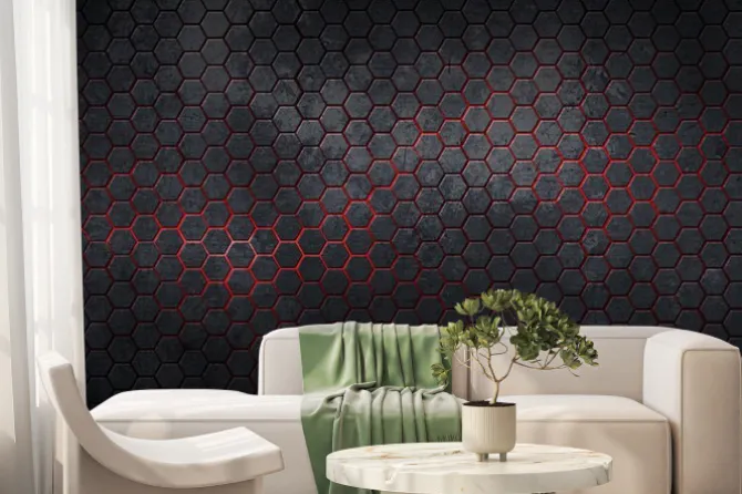 Fototapeta: Abstrakcyjny wzór w czarne sześciokąty