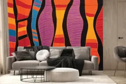 Fototapeta: Abstrakcyjny wzór czerwonych i żółtych kształtów