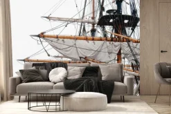 Fototapeta: Żagle dużego statku na białym tle