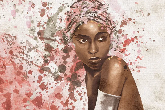 Fototapeta: Akwarela afrykańskiej kobiety