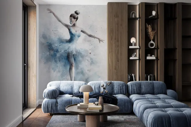 Fototapeta: Akwarela baletnicy na betonowym tle