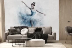 Fototapeta: Akwarela baletnicy na betonowym tle