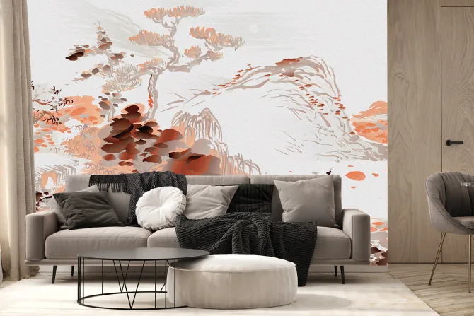 Fototapeta: Akwarela japońskiego ogrodu