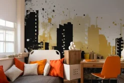 Fototapeta: Akwarela miasta z wysokimi budynkami