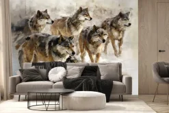 Fototapeta: Akwarela z malowanymi wilkami