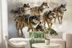 Fototapeta: Akwarela z malowanymi wilkami