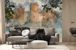 Fototapeta: Akwarela ze średniowiecznym zamkiem