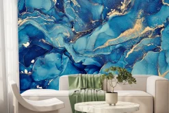 Fototapeta: Akwarelowa abstrakcja niebieski marmur