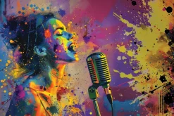 Fototapeta: Akwarelowa abstrakcja śpiewającej kobiety