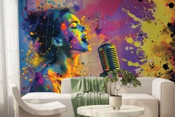 Fototapeta: Akwarelowa abstrakcja śpiewającej kobiety