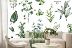 Fototapeta: Akwarelowa kolekcja ziół i egzotycznych liści