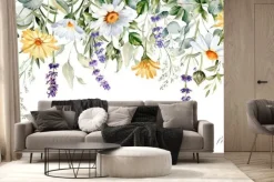 Fototapeta: Akwarelowa ramka z dzikich kwiatów