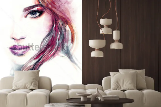 Fototapeta: Akwarelowa twarz kobiety na portrecie