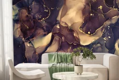 Fototapeta: Akwarelowe abstrakcyjne tło ze złotymi zdobieniami