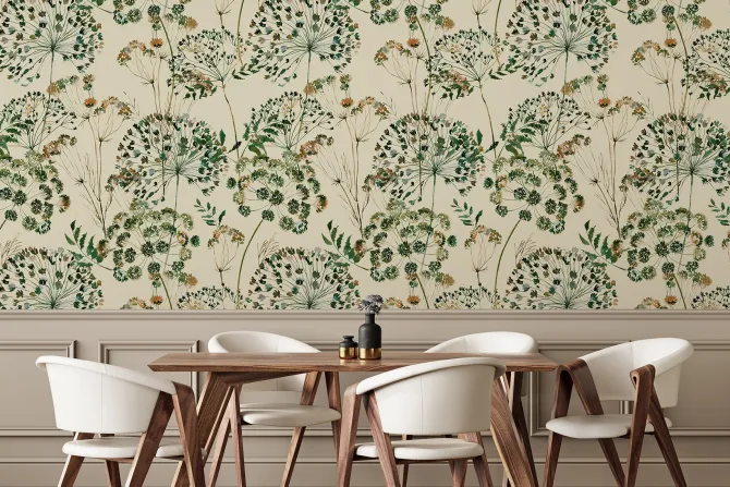 Fototapeta: Akwarelowe dmuchawce i kwiaty polne delikatny motyw roślinny