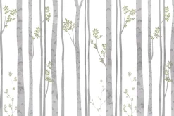 Fototapeta: Akwarelowe drzewa brzozy z zielonymi liśćmi