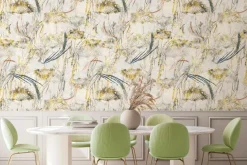 Fototapeta: Akwarelowe dzikie kwiaty i dmuchawce w naturalnym roślinnym motywie