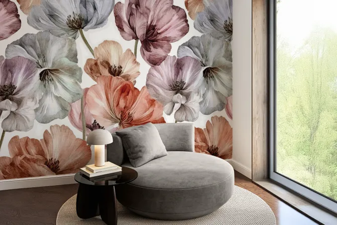 Fototapeta: Akwarelowe maki na białym tle