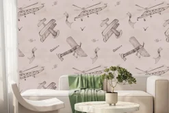 Fototapeta: Akwarelowe niebo z lecącymi samolotami