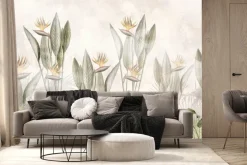 Fototapeta: Akwarelowe tropikalne kwiaty i liście