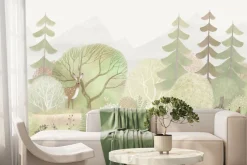 Fototapeta: Akwarelowy las rośliny i zwierzątka leśne ilustracja