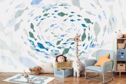 Fototapeta: Akwarelowy motyw ryby w wirze abstrakcyjny wzór