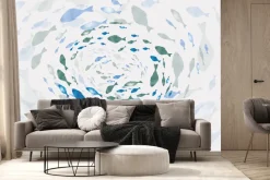 Fototapeta: Akwarelowy motyw ryby w wirze abstrakcyjny wzór