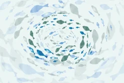 Fototapeta: Akwarelowy motyw ryby w wirze abstrakcyjny wzór