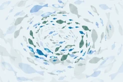 Fototapeta: Akwarelowy motyw ryby w wirze abstrakcyjny wzór