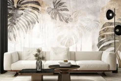 Fototapeta: Akwarelowy mural liści monstery