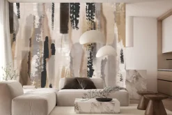 Fototapeta: Akwarelowy mural w brązach i szarości