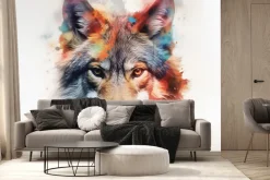 Fototapeta: Akwarelowy portret dorosłego wilka