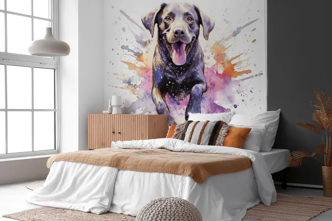 Fototapeta: Akwarelowy wzór portret psa w nowoczesnym stylu