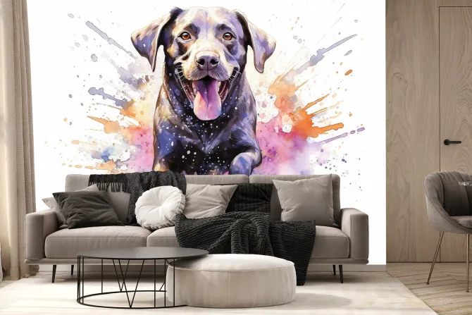 Fototapeta: Akwarelowy wzór portret psa w nowoczesnym stylu