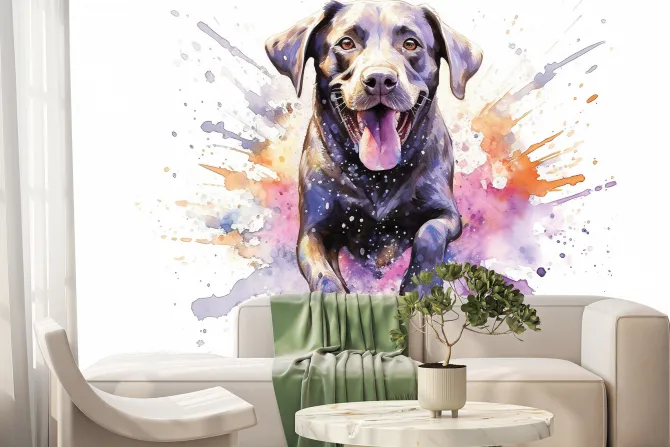 Fototapeta: Akwarelowy wzór portret psa w nowoczesnym stylu