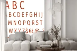 Fototapeta: Alfabet płatki śniegu na czerwonym tle wektora