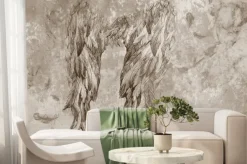 Fototapeta: Angel wings scatch - photo wallpaper on concrete background.