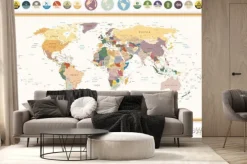 Fototapeta: Angielska mapa świata z symbolami