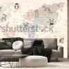 Fototapeta: Animals world map for kids wallpaper design
