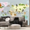 Fototapeta: Animals world map for kids wallpaper design