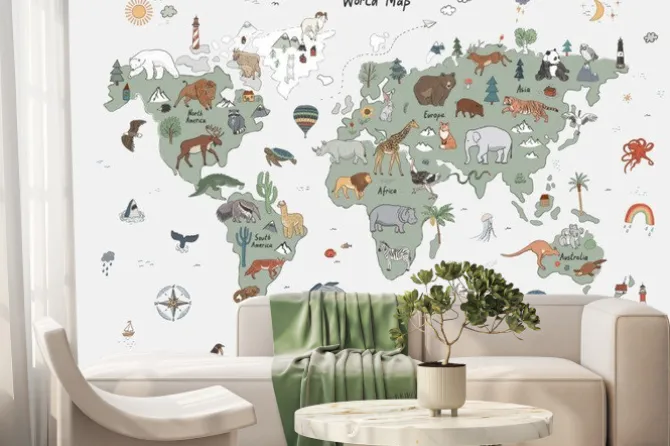 Fototapeta: Animals world map vector illustration.