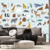 Fototapeta: Animals world for kids. poster with cute vector animals in flat