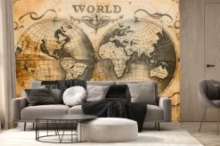 Fototapeta: Antyczna mapa świata na starym papierze